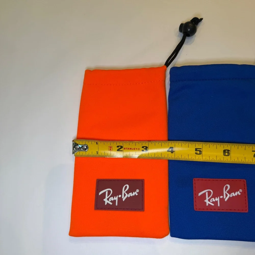 Ray-Ban Sunglasses Pouch Set of 2 Orange and Blue Soft Drawstring Cases kids
